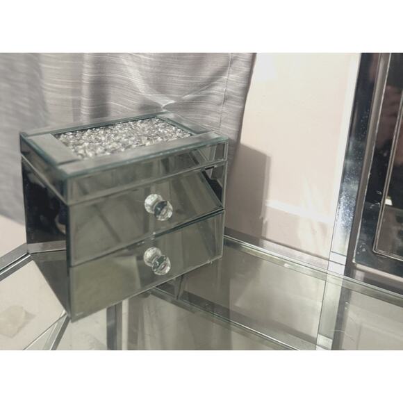 Luxury Glam Mirrored Vanity Organizer – Velvet Interior Makeup Drawer - Picture 2 of 14